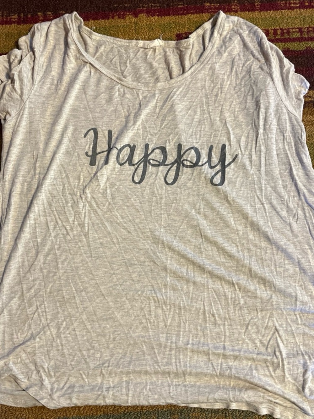 french pastry Light Gray 'Happy' Scoop Neck Tee